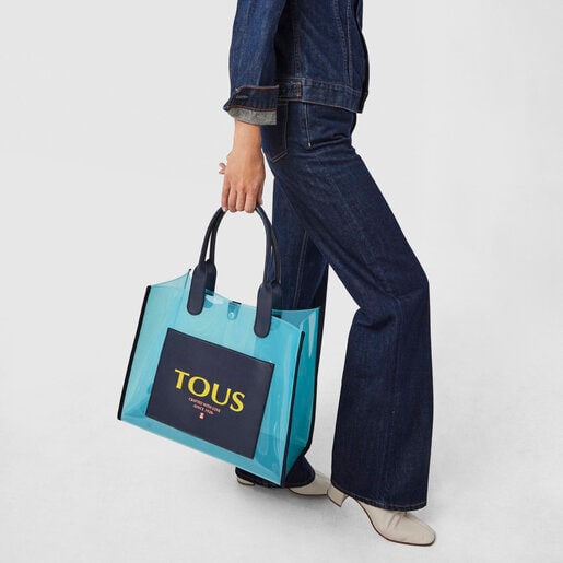 Большая прозрачная синяя сумка-shopping Amaya Vinyl