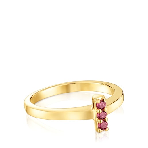 Anell petit amb bany d'or 18 kt sobre plata i rodoleta Basic Colors