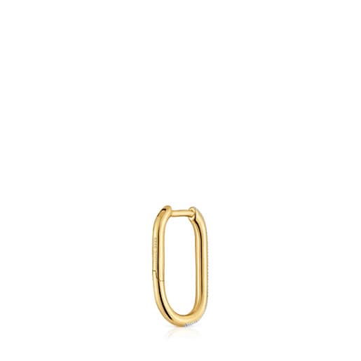 Basics two-tone millgrain single Hoop earring