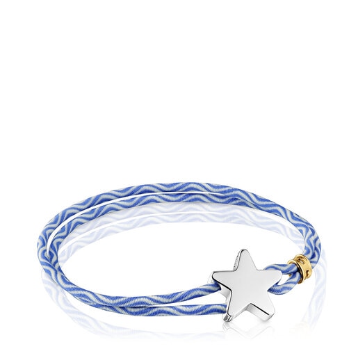 Elastisches Armband Sweet Dolls in Blau mit Stern aus Silber