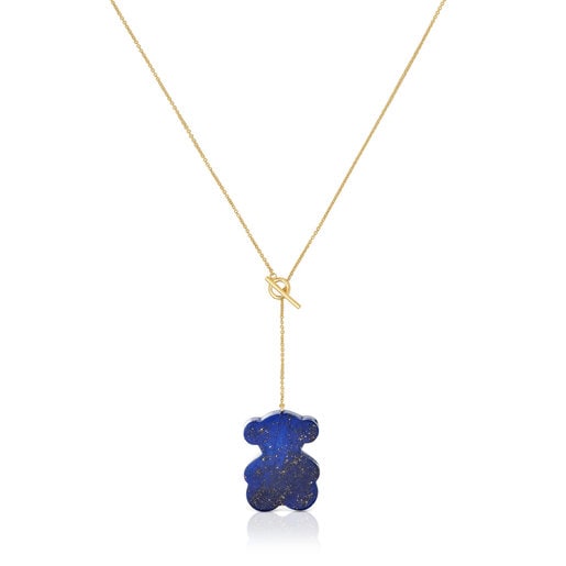 Short gold bear Necklace with lapis lazuli TOUS 1950