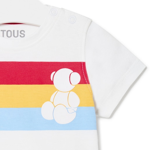 Bold Bear t-shirt with stripes in Casual white