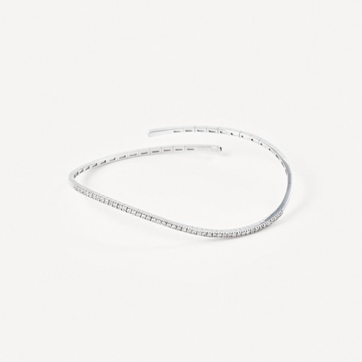 Pulsera abierta de oro blanco con diamantes TOUS ATELIER