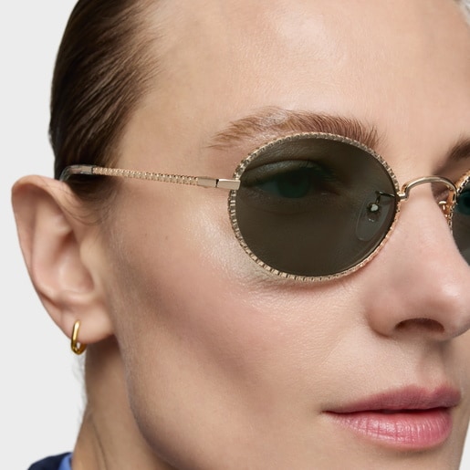 Gold-colored Sunglasses Bear Straight New