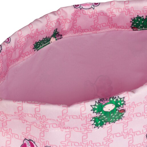 リュック School 　S　巾着　ポリエステル　ピンク　モンスターくま柄