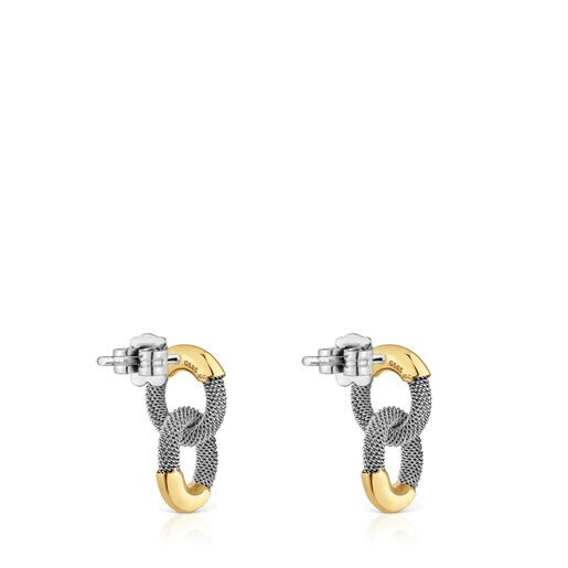 Pendientes cortos de acero y oro 14 kt TOUS Unlock