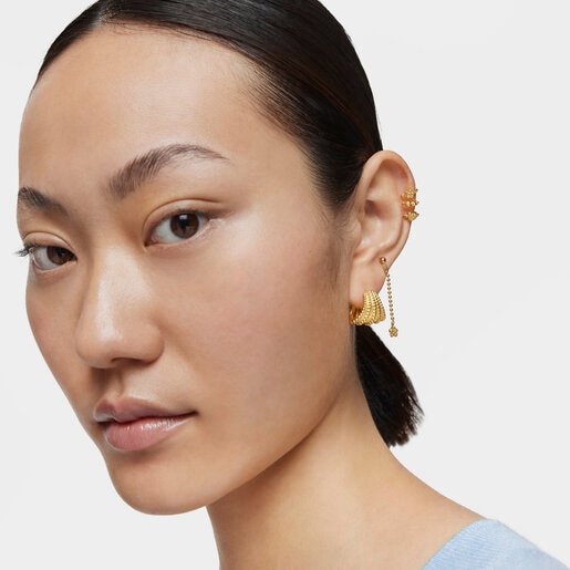 Short Hoop earrings with 18kt gold plating over silver TOUS Grain