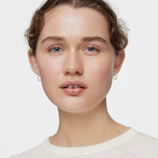Small silver Earrings Hold Oval
