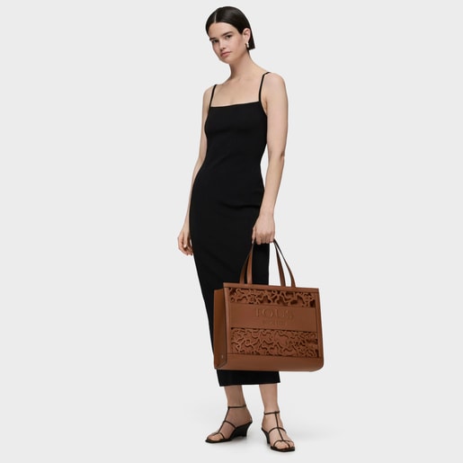 Large brown Amaya Kaos Shock shopping bag