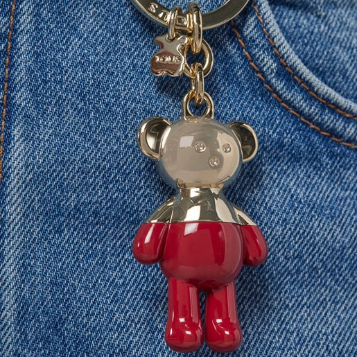 Porte-clés Teddy Bear doré et rouge