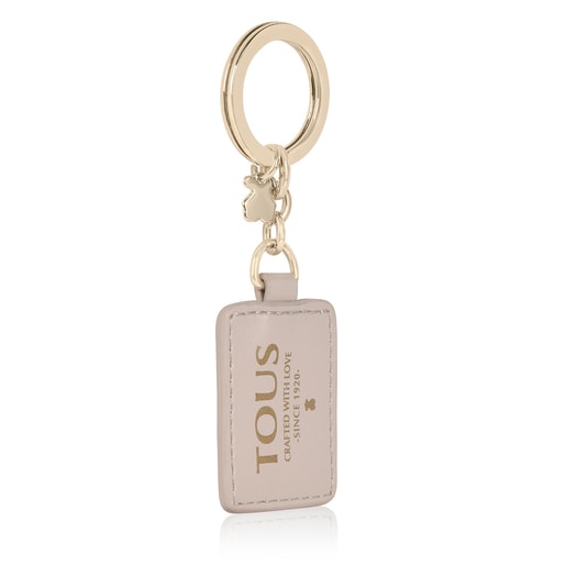 Beige Tous Square Plate Keychain