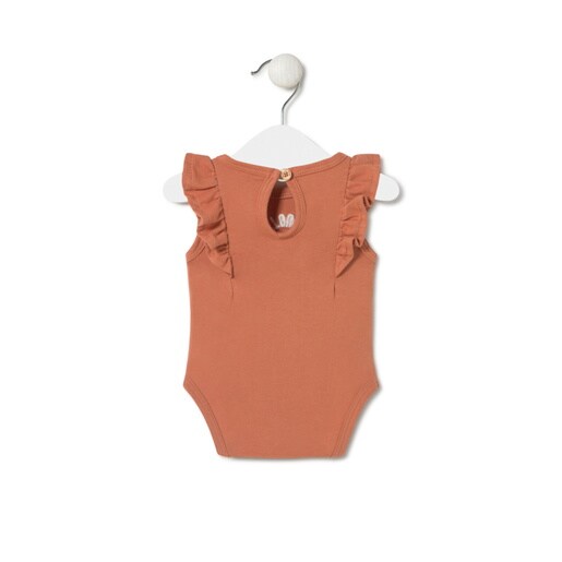 Baby bodysuit with ruffles in Classic brick red
