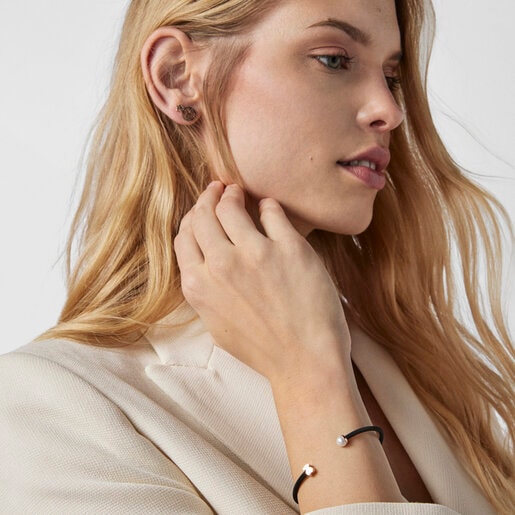 Steel and Rose Vermeil Silver Icon Mesh Bracelet with Pearl