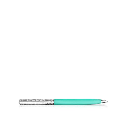 Steel TOUS Kaos Ballpoint pen lacquered in turquoise