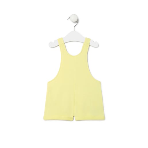 Dungarees-style baby romper in Classic yellow