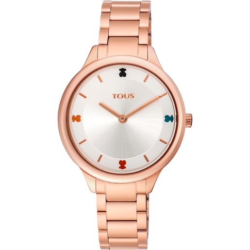 ピンクのイオンプレーティングスティールの腕時計 Tartan
