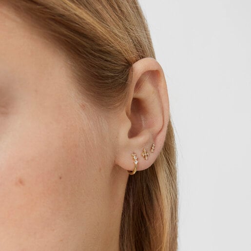 Gold Strip hoop earring with diamonds Les Classiques | TOUS