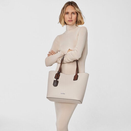 Capazo grande Tous Essential beige y marrón