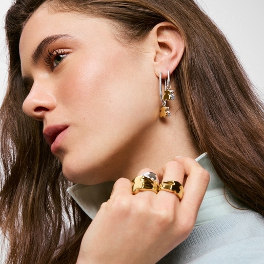 Sweet Dolls two-tone Hoop earrings with bear motif