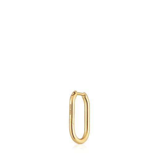 Pendiente individual de aro oval con baño de oro 18 kt sobre plata 17 mm Basics