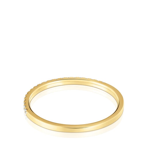 Mały pierścionek ze złota, w połowie wysadzony diamentami Les Classiques