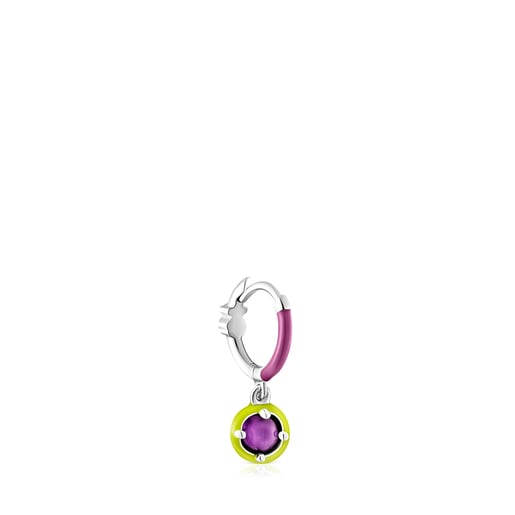 Brinco de argola TOUS Vibrant Colors em prata, ametista e esmalte