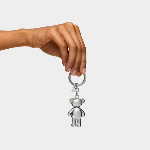 Silver colored Teddy Bear bear Key ring