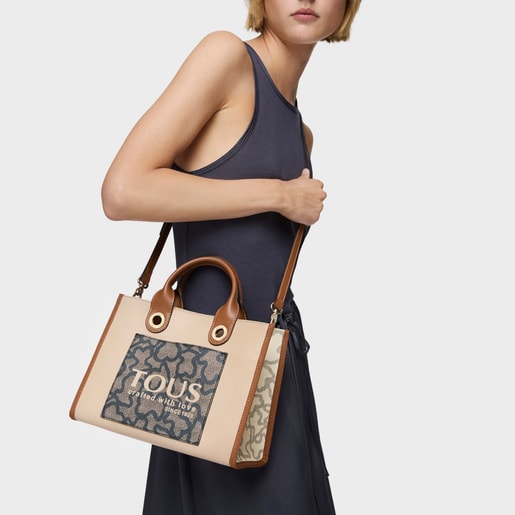 حقيبة تسوّق متوسطة الحجم باللونين البني والبيج من تشكيلة Amaya Kaos Icon