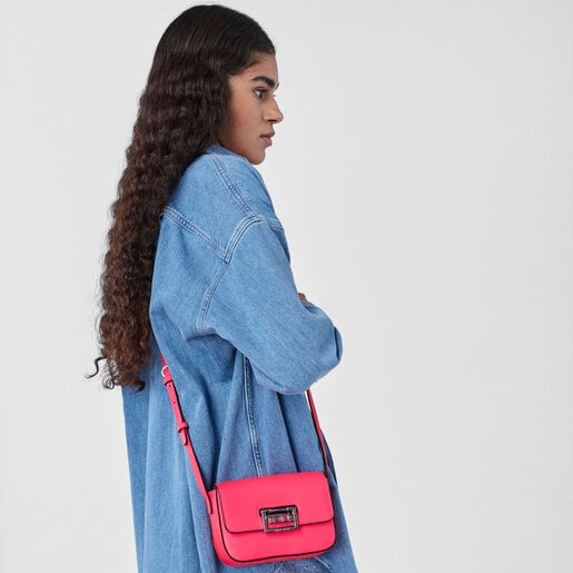 תיק צד TOUS Legacy מיני מעור בצבע ורוד זוהר