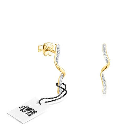 Gold TOUS St Tropez Spiral earrings with diamonds