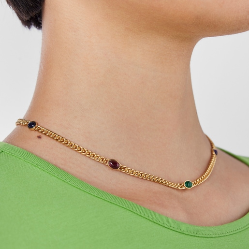 Collar con baño de oro 18 kt sobre plata y gemas Tamara Falcó X TOUS