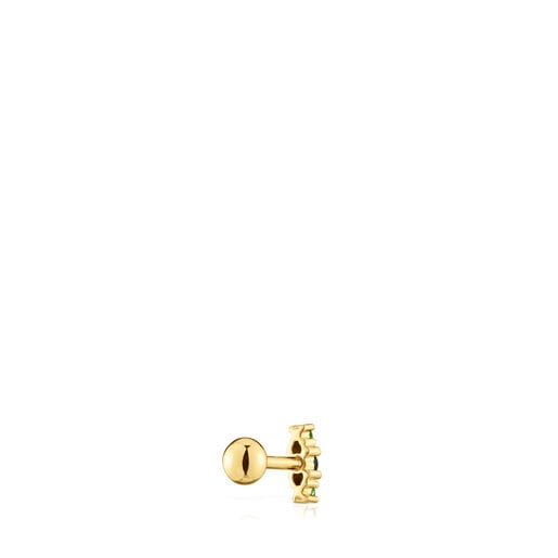 עגיל פירסינג Les Classiques לאוזן מפלדת IP בצבע זהב עם אבני כרום דיופסיד