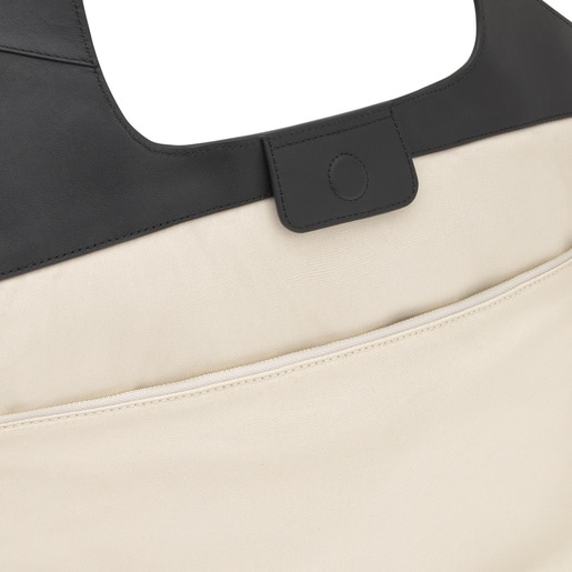 Cabas noir et beige grand TOUS Lirio Canvas