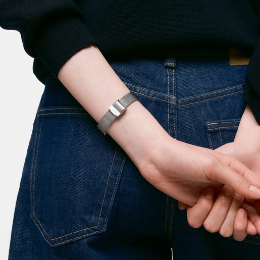 Reloj analógico con brazalete de acero con motivo, acero rosado y esfera de nácar con motivos EPIC ICON KDT