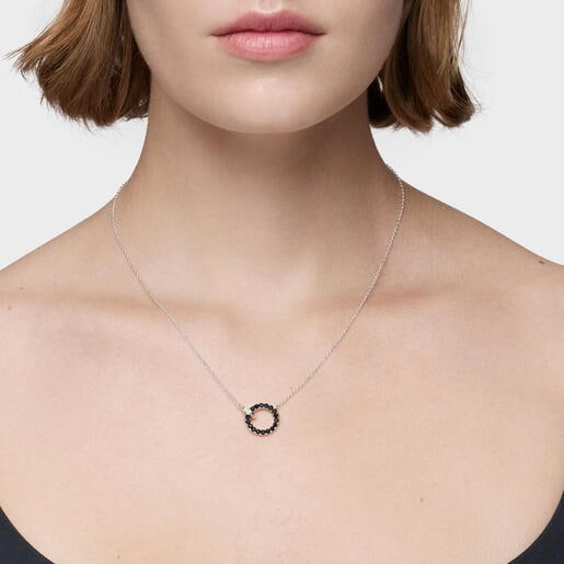 Silver Necklace with black spinel TOUS Straight