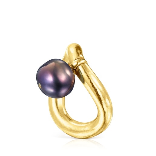 Silver vermeil Hav Ring with gray pearl