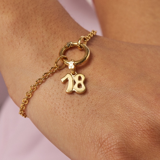 Dije Numbers número 18 con baño de oro 18 kt sobre plata