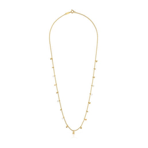 Short Necklace with 18kt gold plating over silver, cultured pearls and gemstones TOUS Grain