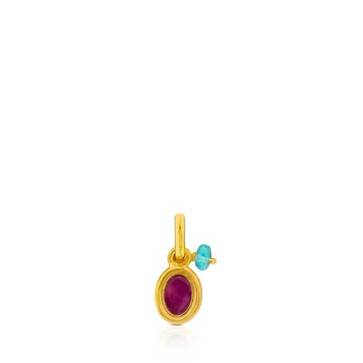 Vermeil Silver Tiny Pendant with Ruby and Apatite