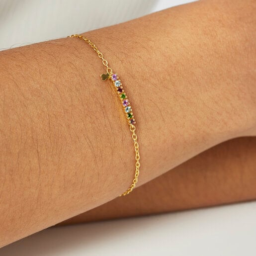 Silver Vermeil TOUS Straight Bracelet with gemstones