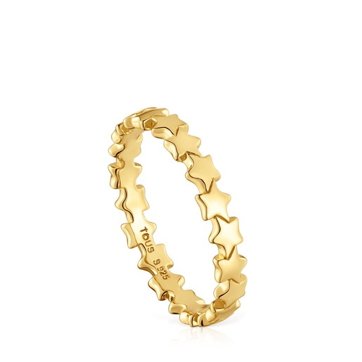 Ring Tous Motifs Aus 18 Kt Vergoldetem Silber Mit Sternmotiven Größe N14