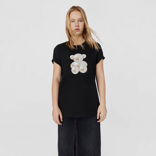 T-Shirt Bear Pearls in Schwarz