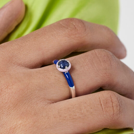 Silver TOUS Vibrant Colors Ring with sodalite and enamel