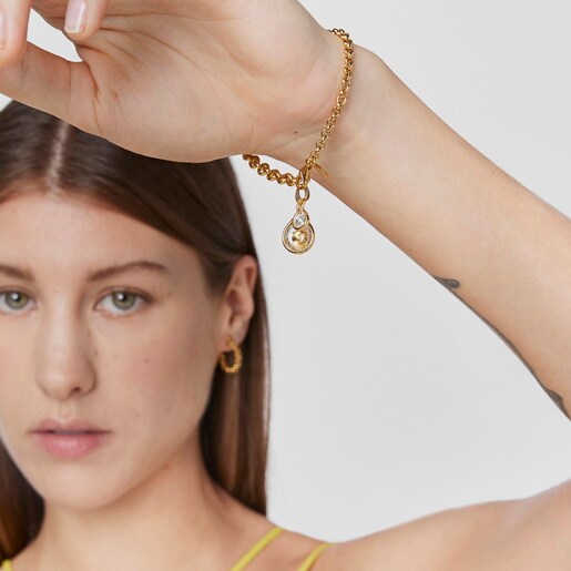 Silver vermeil Reversible pendant with prasiolite Alma Motif