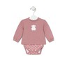 Baby bodysuit with smock in Soft pink