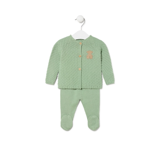 Knitted baby outfit in Tricot mist