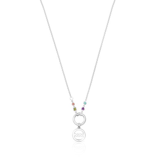 Silver TOUS Mama medallion Necklace with Gemstones