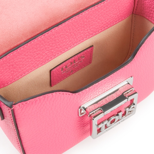 Ružová kožená Crossbody mini kabelka TOUS Legacy