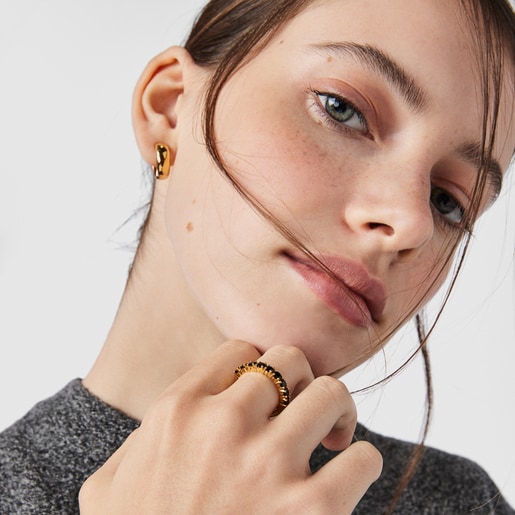 Bague alliance demi-tour Glaring en Argent Vermeil avec Onyx