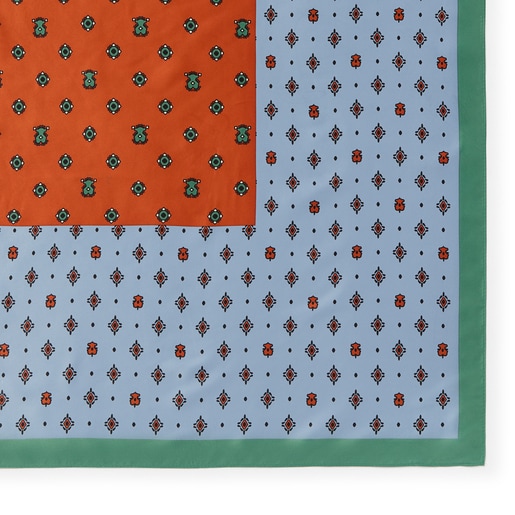 Blue polyester TOUS Patchwork Neckerchief